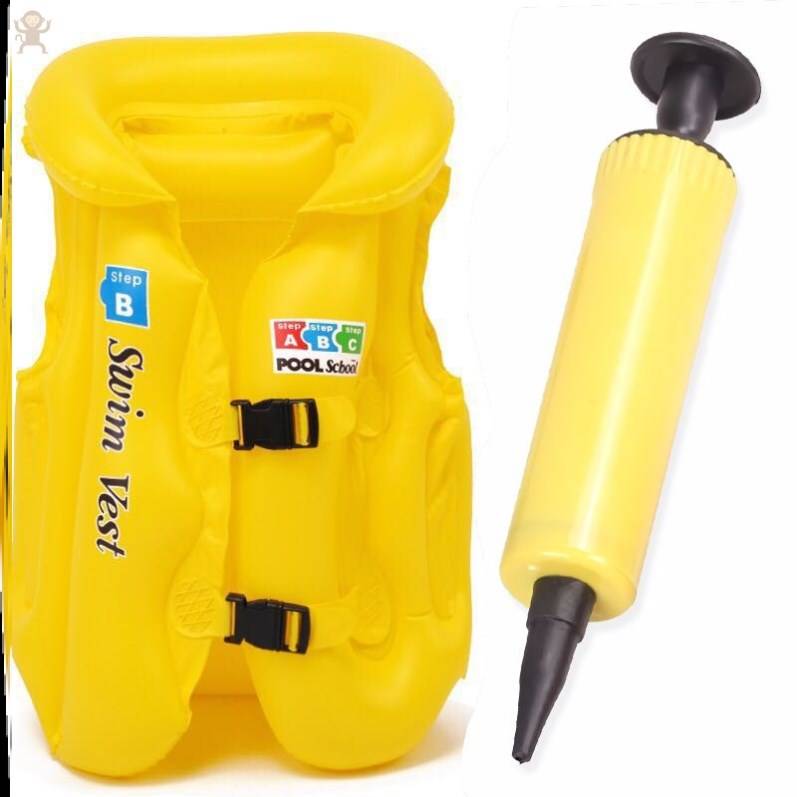 L SIZE 50-70 POUNDS YELLOW LIFE JACKET + PUMP